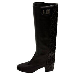 Chanel black tall boots size 8/38